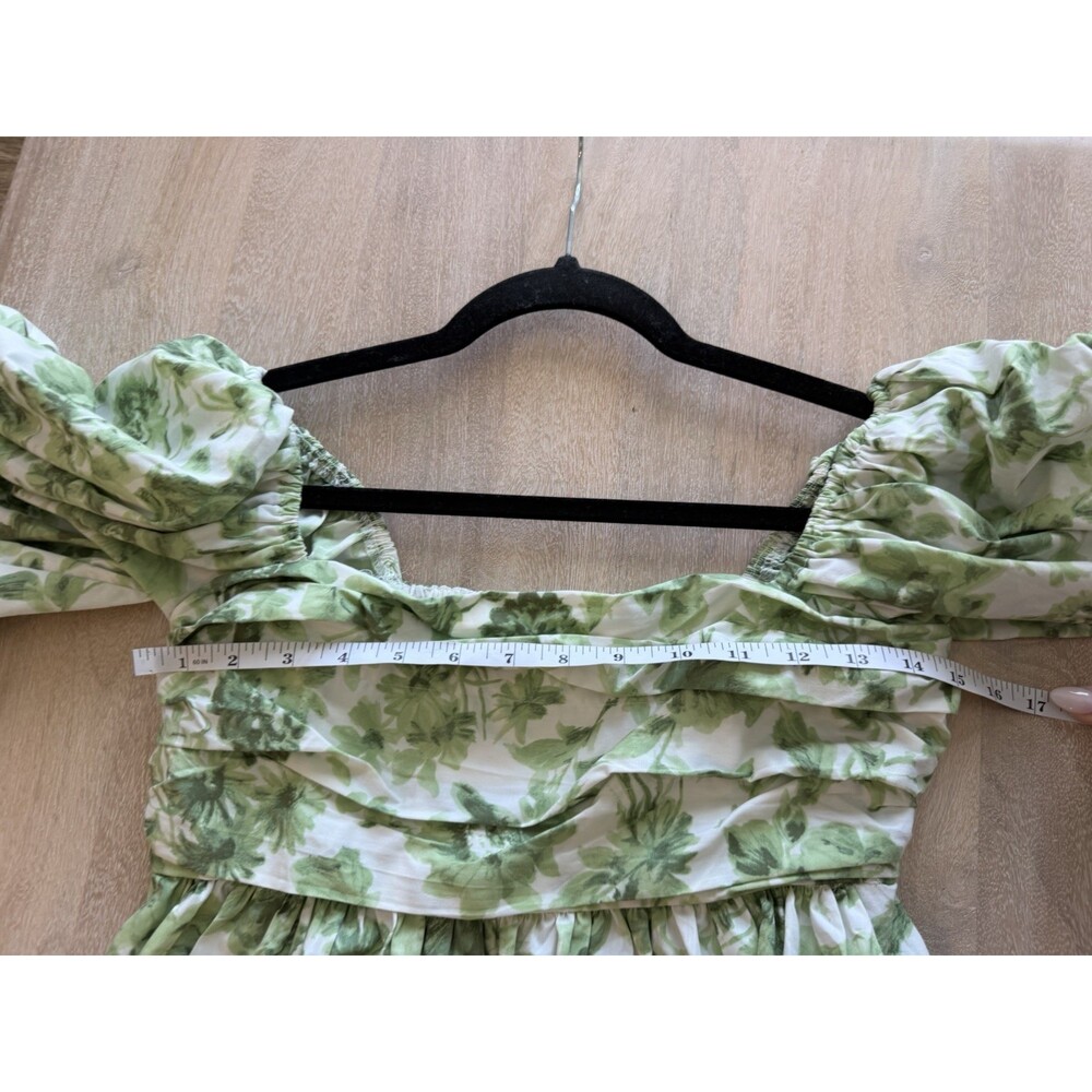 Abercrombie Emerson Mini Dress in Green Floral Size Small Puff Sleeves - Picture 4 of 5
